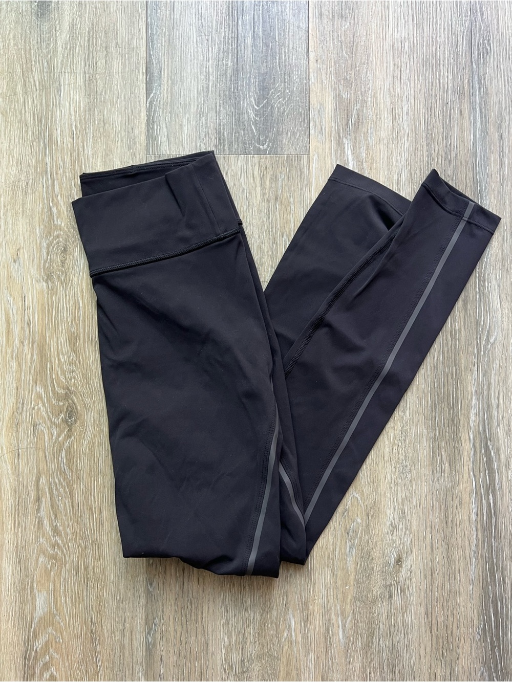Outdoor Voices Black Girls' High-Rise Leggings with Reflective Side Stripe